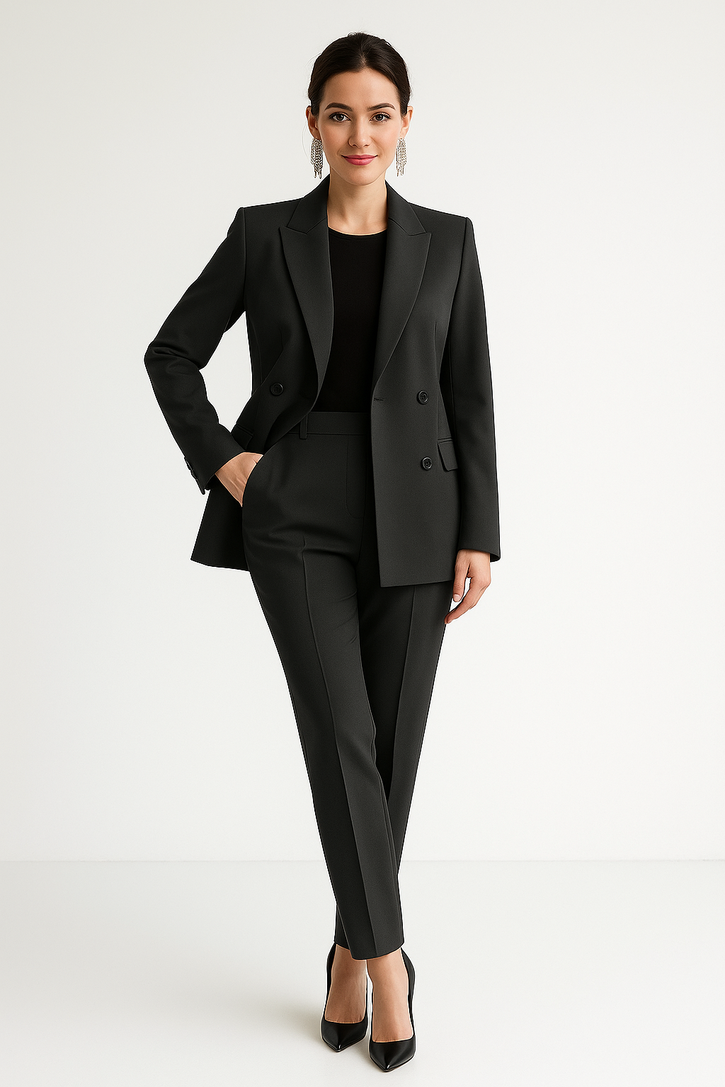 Women's Tailored Blazer and Pants Suit - Chic Coordinated Set