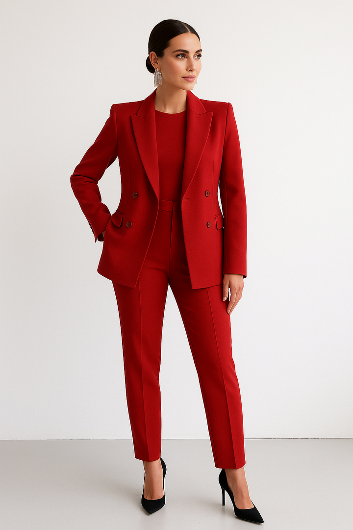 Women's Tailored Blazer and Pants Suit - Chic Coordinated Set