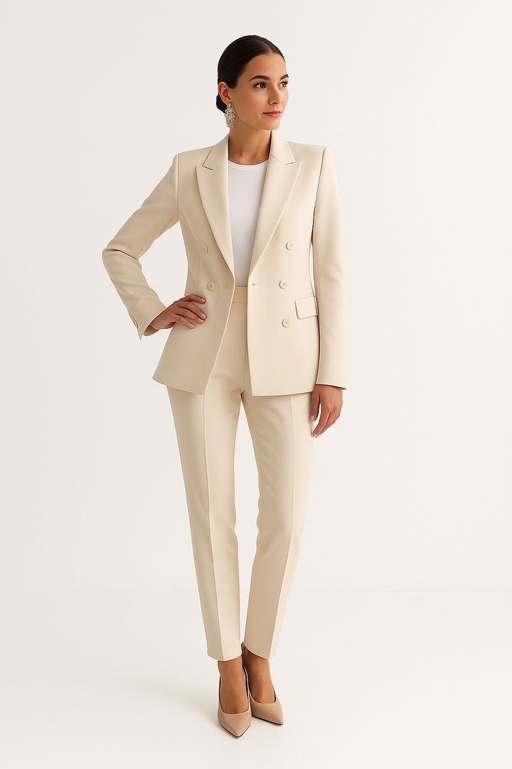 Women's Tailored Blazer and Pants Suit - Chic Coordinated Set