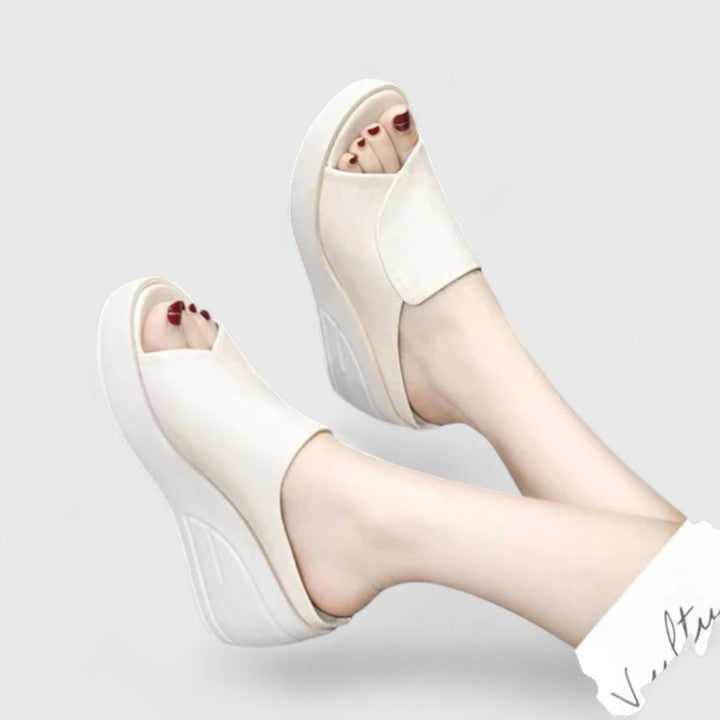 Women's Leather Comfort Wedge Slides - All-Day Style & Support