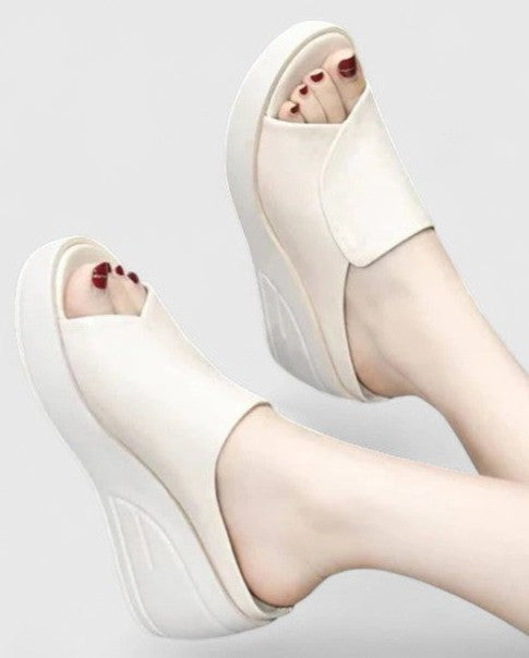 Women's Leather Comfort Wedge Slides - All-Day Style & Support