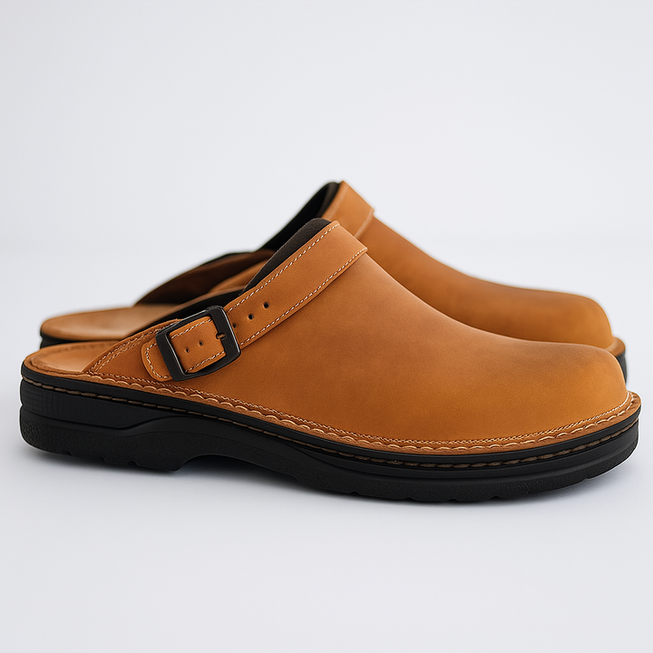 Men's Leather Clogs – Full-Grain Adjustable Slip-On Mules