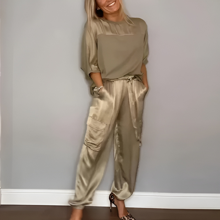 Women's Luxurious Silky Two-Piece Set - Effortless Chic