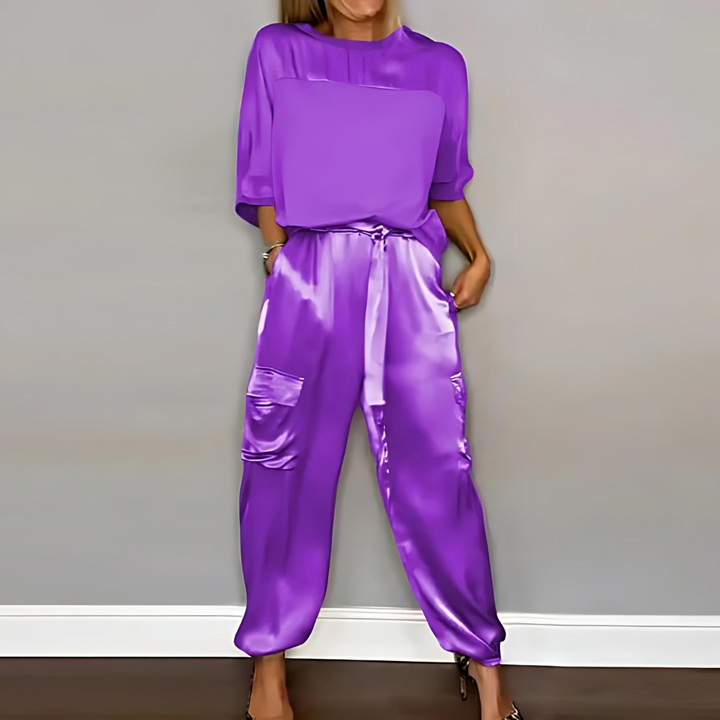 Women's Luxurious Silky Two-Piece Set - Effortless Chic
