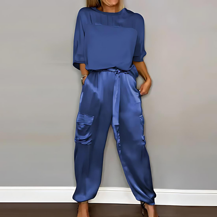 Women's Luxurious Silky Two-Piece Set - Effortless Chic