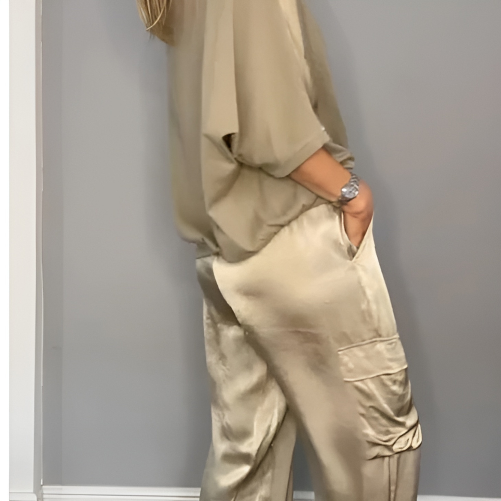 Women's Luxurious Silky Two-Piece Set - Effortless Chic