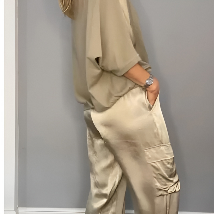 Women's Luxurious Silky Two-Piece Set - Effortless Chic
