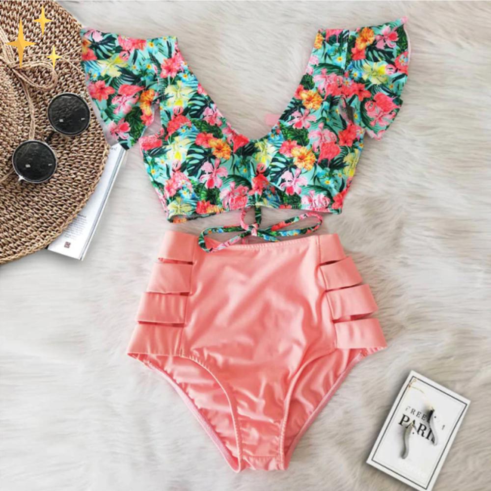 Women's High-Waisted Bikini Set - Flattering Summer Look