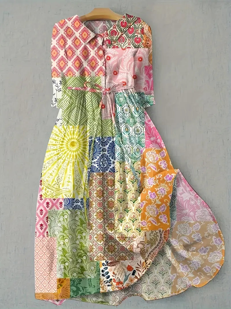 Women's Floral Cotton-Linen Dress - Effortless Elegance & Comfort