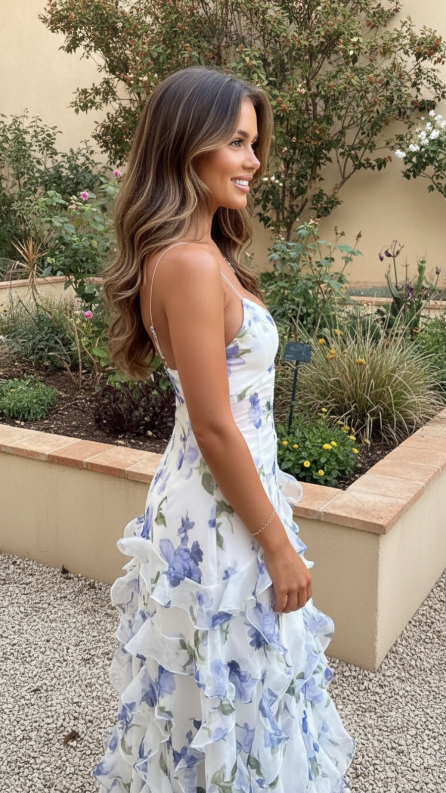 Women's Floral Ruffle Tiered Maxi Dress - Romantic & Flowy