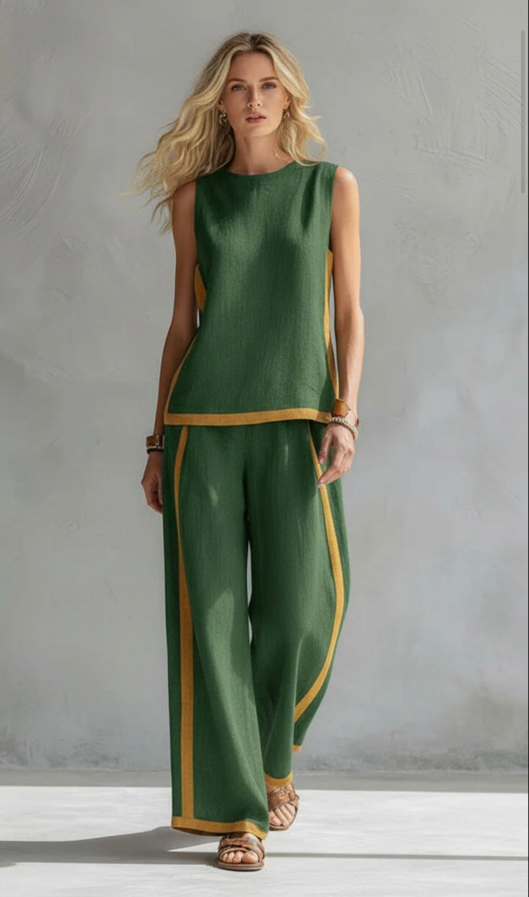 Women's Cotton-Linen Two-Piece Set - Elegant & Versatile