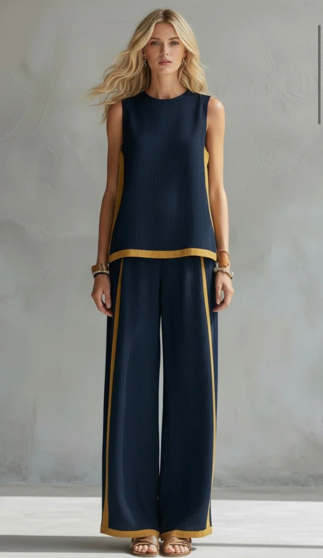 Women's Cotton-Linen Two-Piece Set - Elegant & Versatile