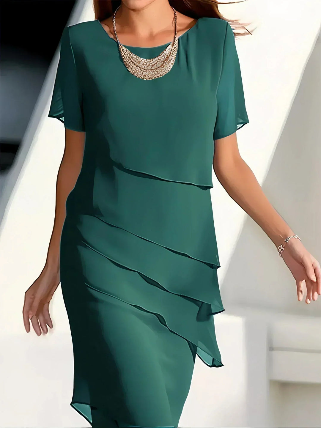 Women's Iza Midi Dress with Belly Coverage - Flattering Fit