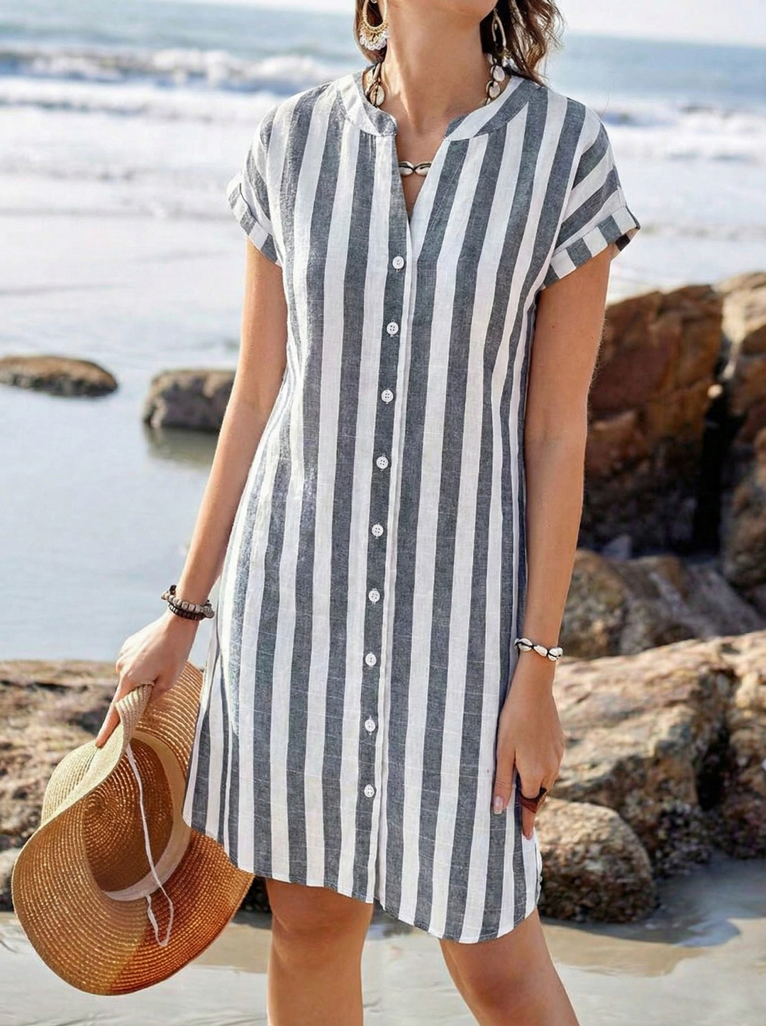 Women's Striped Dress - Effortless Elegance for Day to Night