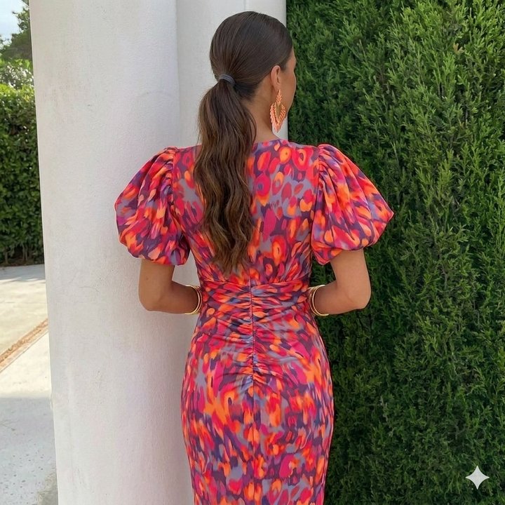 Tora Pleated-Sleeve Dress
