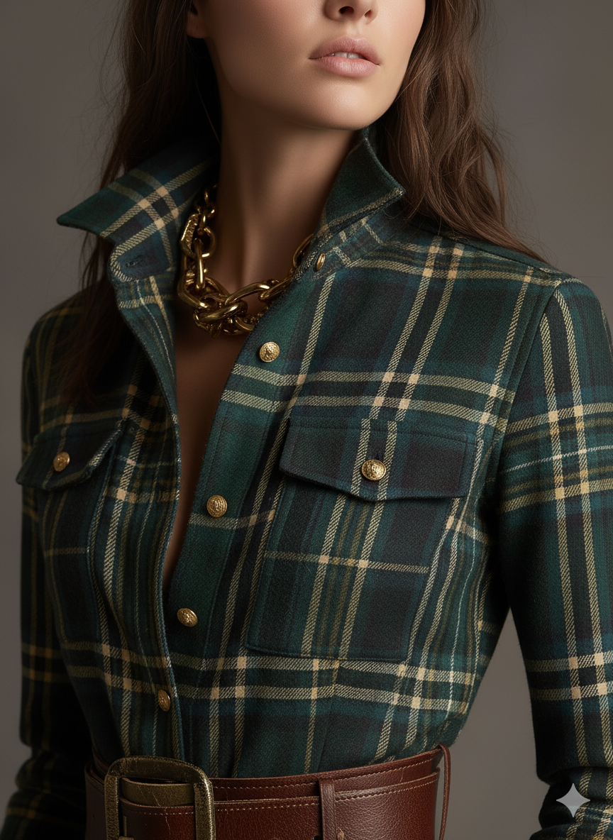 Women's Plaid Maxi Shirt Dress - Effortlessly Elegant & Timeless