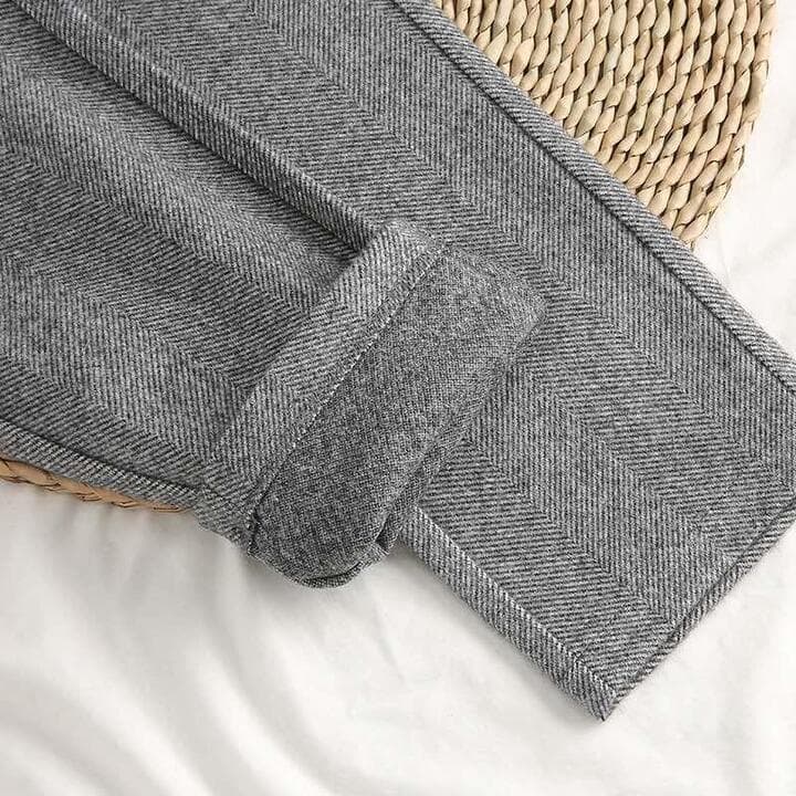 Women's Pleated Pants - Elegant Herringbone for Effortless Style