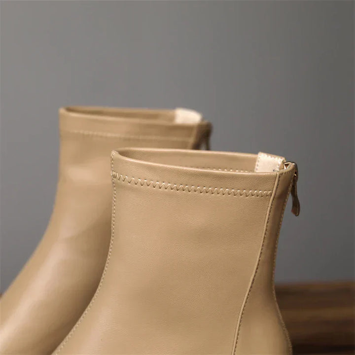 Women's Bold Boundary Genuine Leather Boots - Medium Heel Style