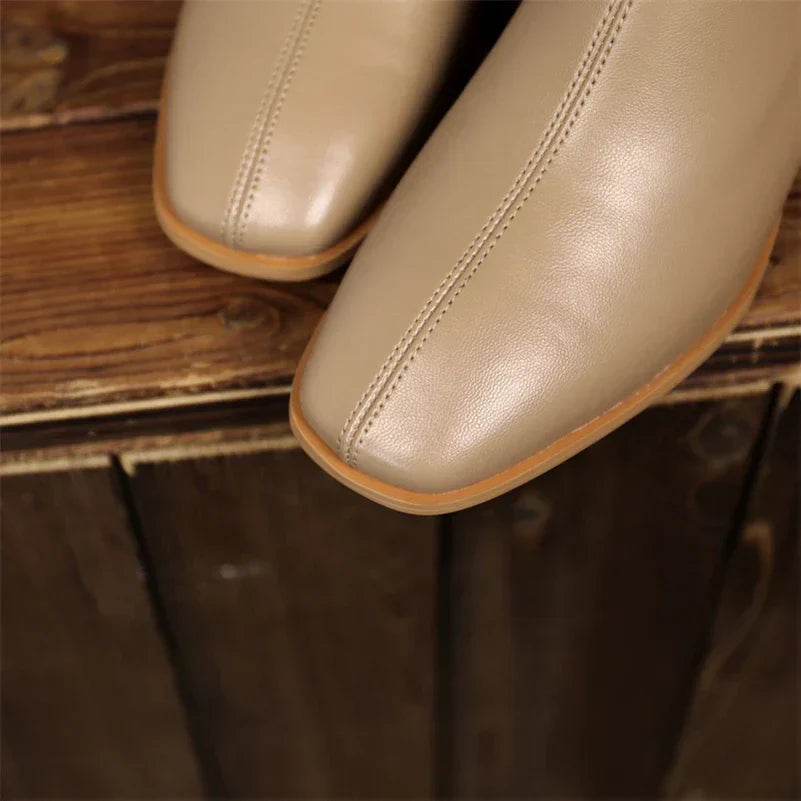 Women's Bold Boundary Genuine Leather Boots - Medium Heel Style