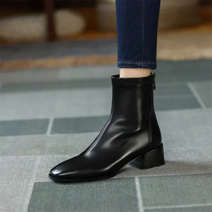Women's Bold Boundary Genuine Leather Boots - Medium Heel Style