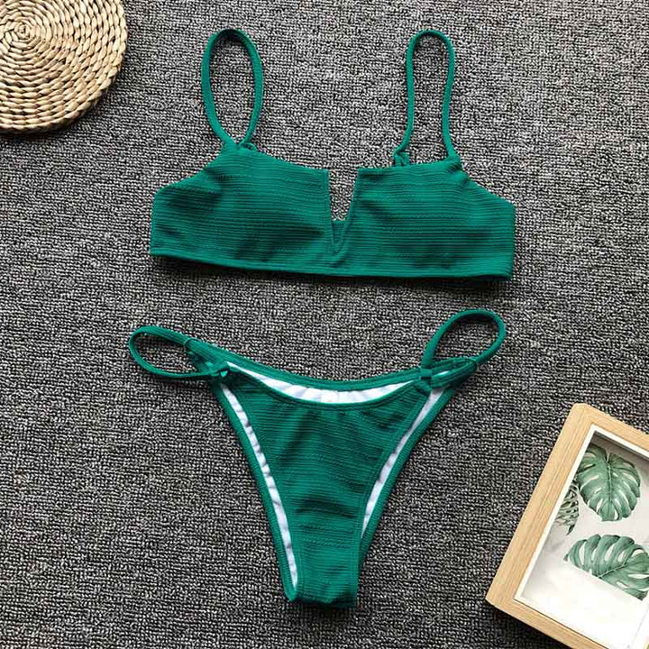 Women's V-Neck Brazilian Bikini - Effortless Beach Style