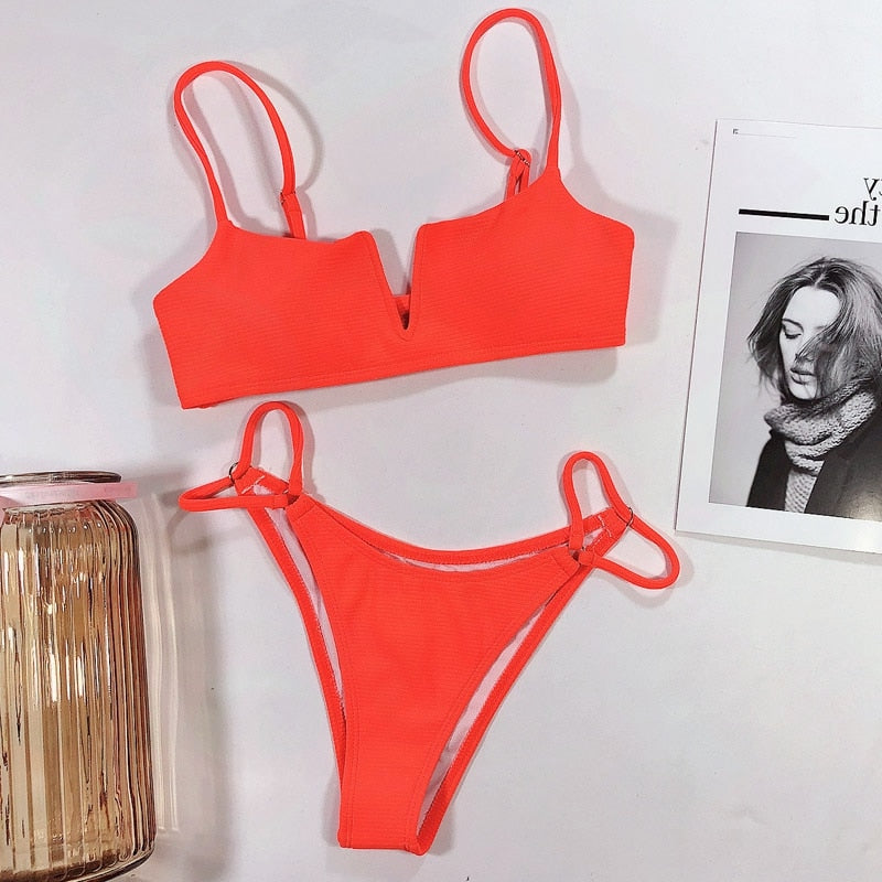 Women's V-Neck Brazilian Bikini - Effortless Beach Style