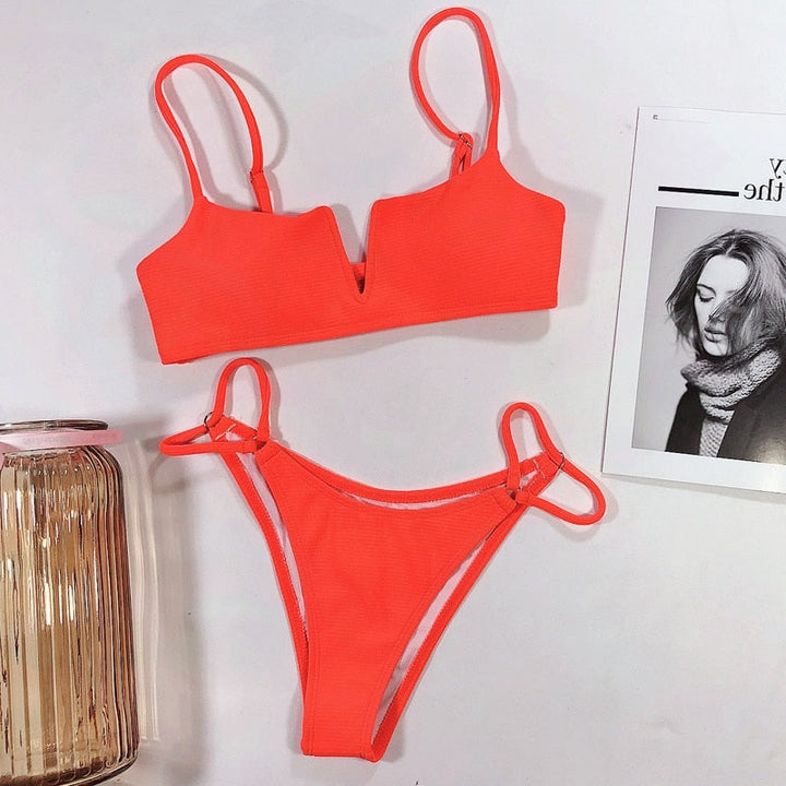 Women's V-Neck Brazilian Bikini - Effortless Beach Style