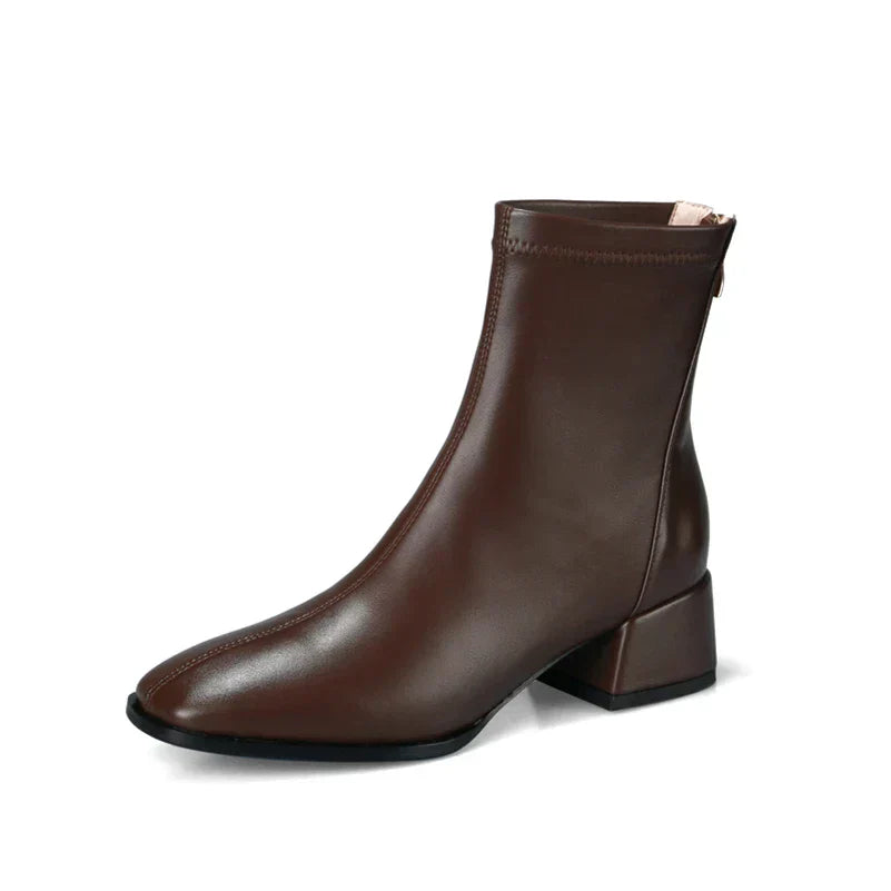 Women's Bold Boundary Genuine Leather Boots - Medium Heel Style