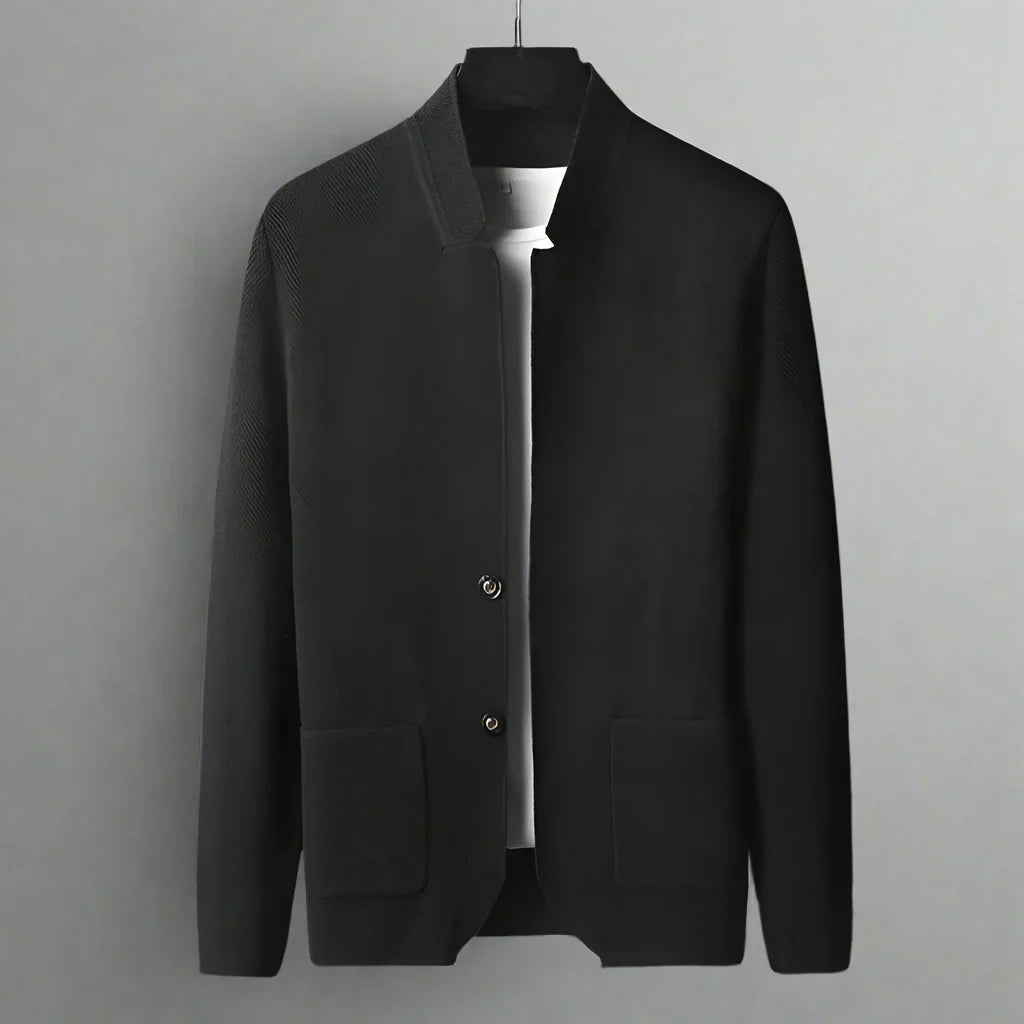 Men's Knit Mandarin Collar Cardigan – Smart Layering Knitwear