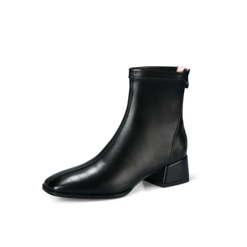 Women's Bold Boundary Genuine Leather Boots - Medium Heel Style