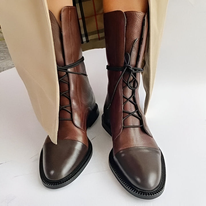 Women's Classic Lace-Up Vegan Leather Boots - Everyday Elegance