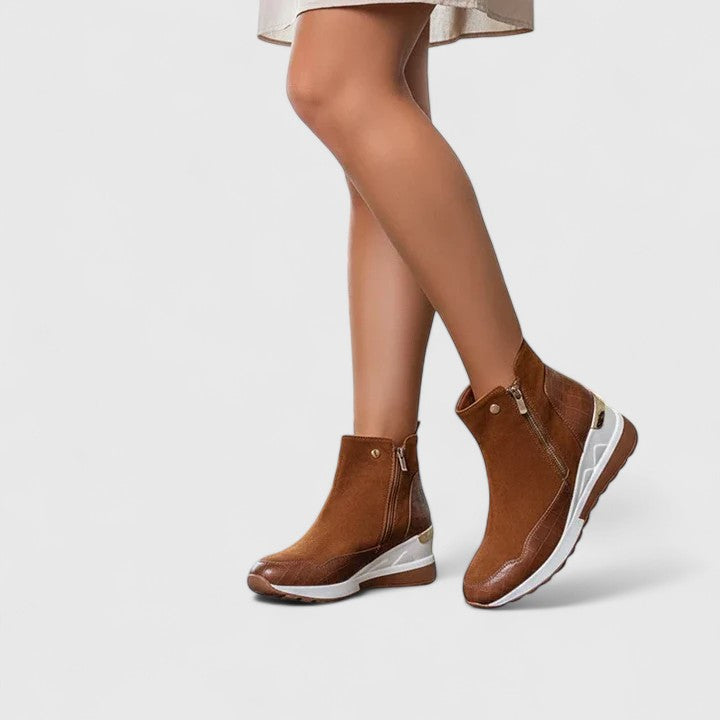 Women's Brooke Zip-Up Wedge Boots - Effortless All-Day Comfort