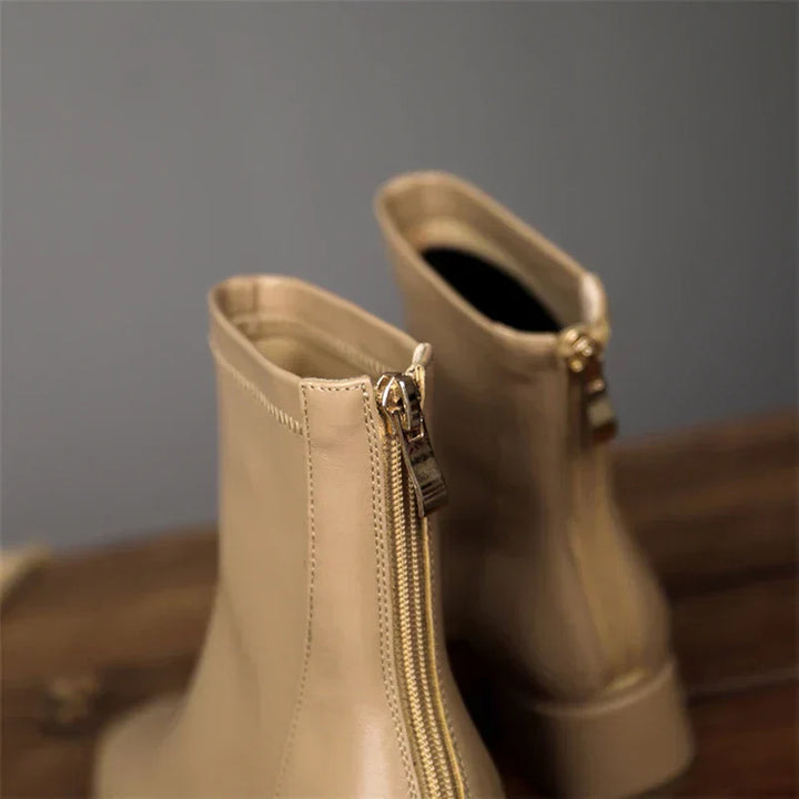 Women's Bold Boundary Genuine Leather Boots - Medium Heel Style