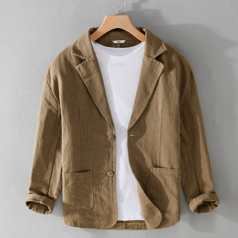 Men's Linen Blend Jacket – Relaxed Garment-Dyed Summer Layer