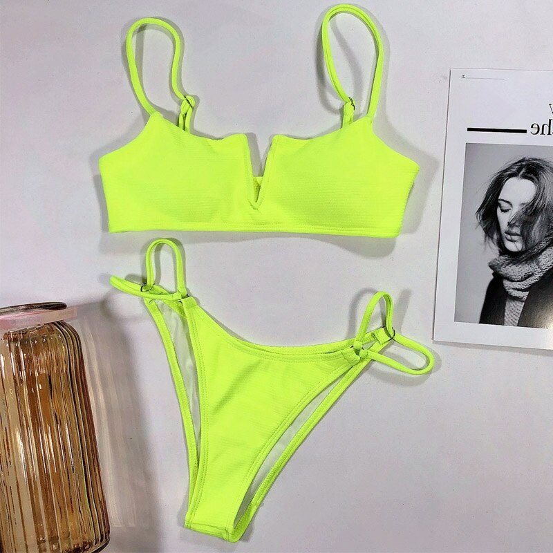 Women's V-Neck Brazilian Bikini - Effortless Beach Style