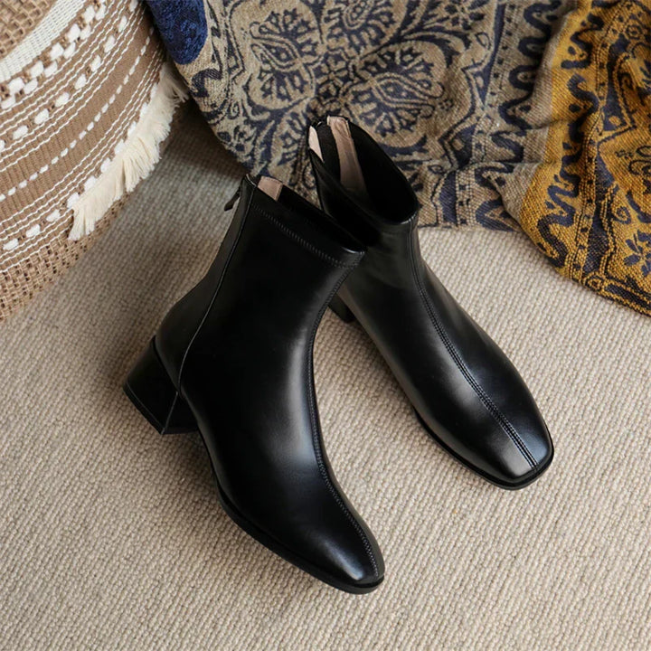 Women's Bold Boundary Genuine Leather Boots - Medium Heel Style