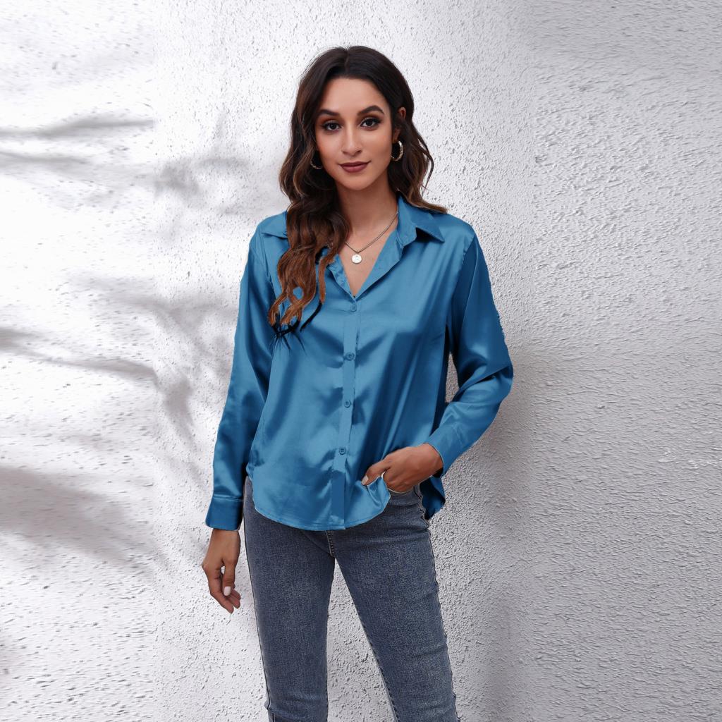 Sydney Women's Loose Fit Satin Blouse - Casual Workwear
