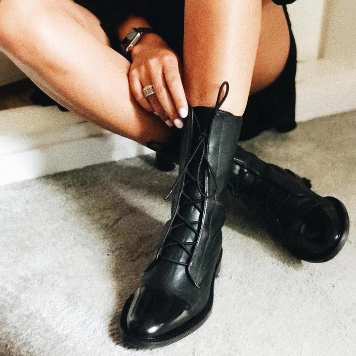 Women's Classic Lace-Up Vegan Leather Boots - Everyday Elegance
