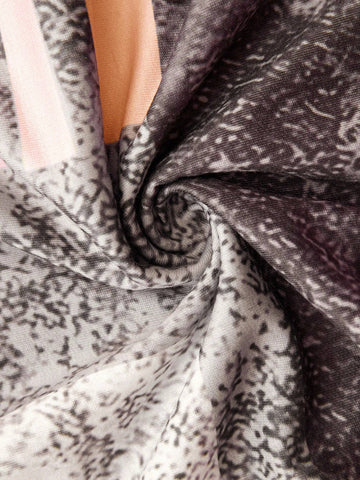 Women's Abstract Print Zip Front Blouse - Modern Everyday Top
