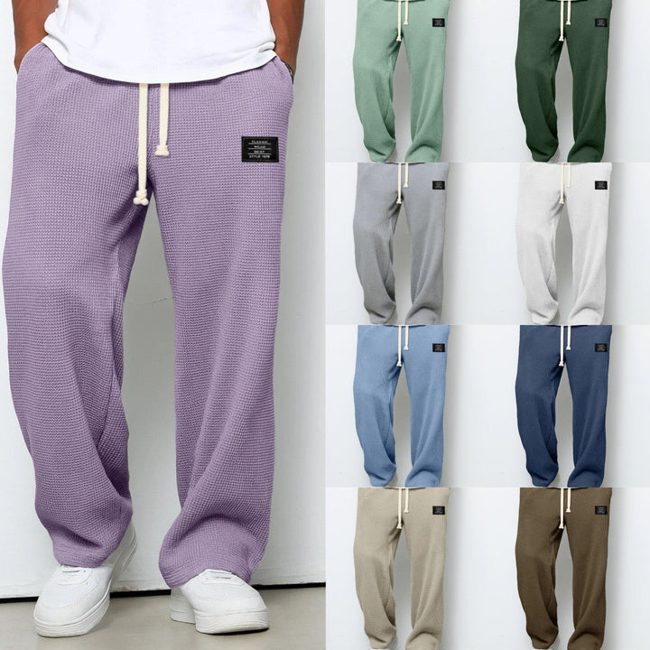 Men's Waffle Knit Drawstring Pants - Relaxed Everyday Comfort