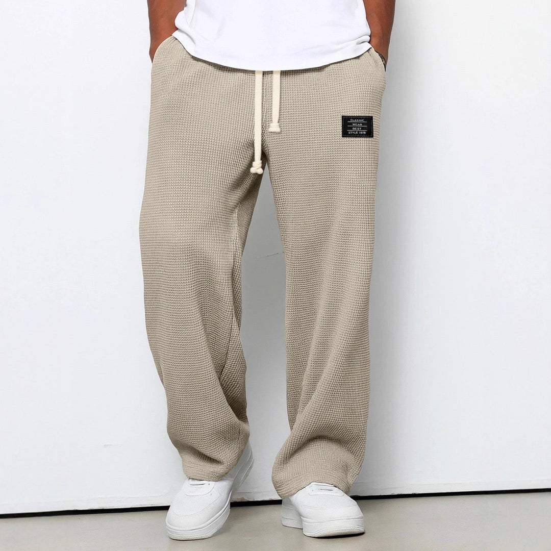 Men's Waffle-Knit Cotton Trousers - Relaxed Casual Joggers