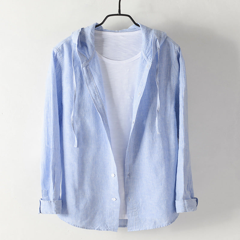 Unisex Hooded Linen Shirt – Breathable Button-Up for All Seasons