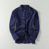 Men's Mandarin Collar Linen Blend Shirt – Kyoto Smart Casual