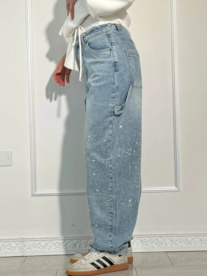 Women's Victoria High-Waist Glitter Jeans - Sparkle with Confidence