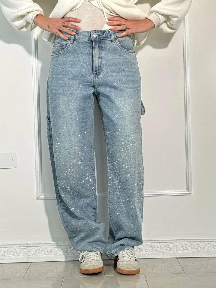 Women's Victoria High-Waist Glitter Jeans - Sparkle with Confidence