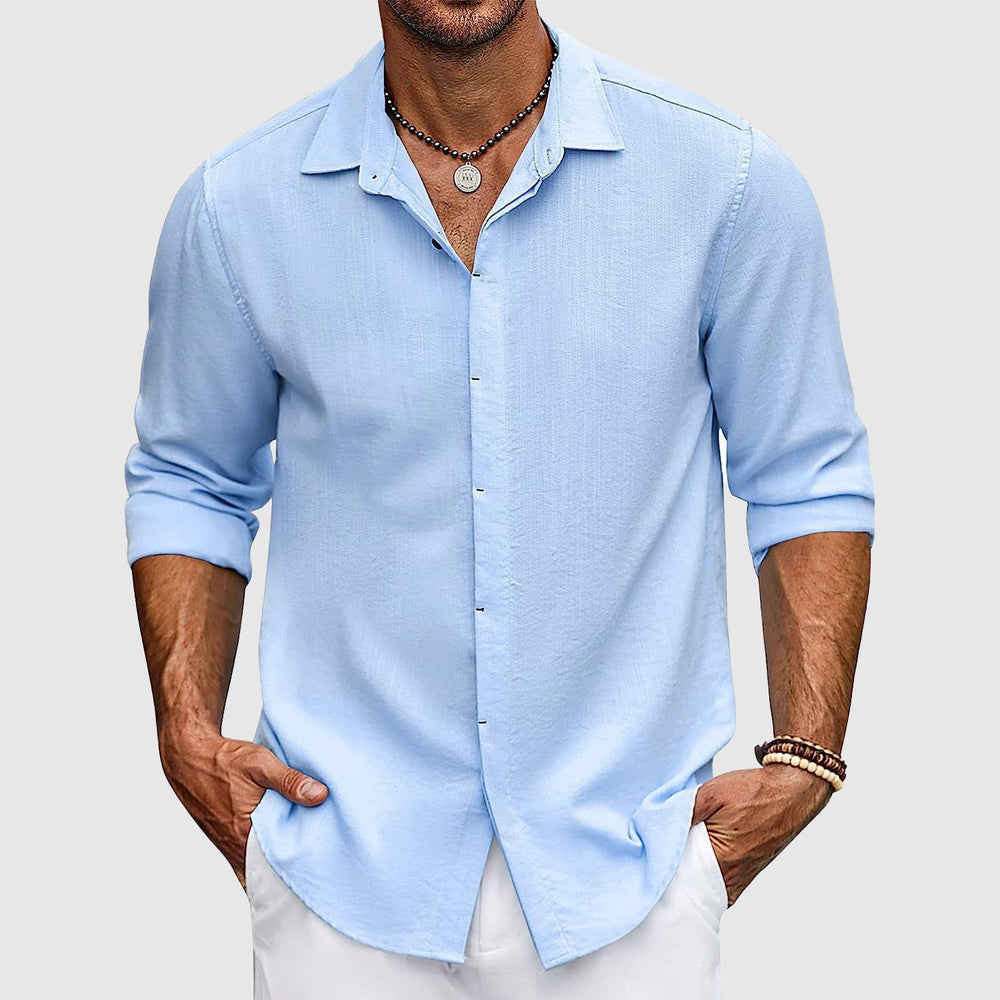 Men's Cotton Long Sleeve Shirt – Breathable Button-Up Essential