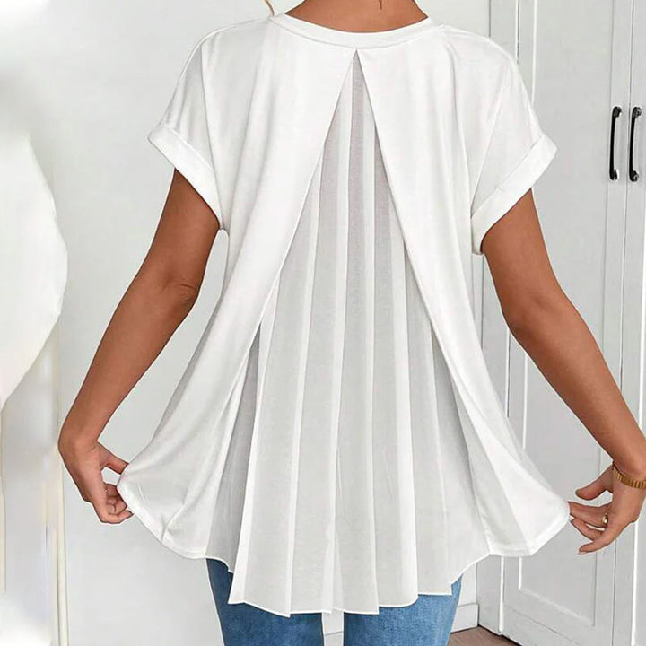 Women's Short Sleeve Patchwork T-Shirt - Casual Everyday Tee
