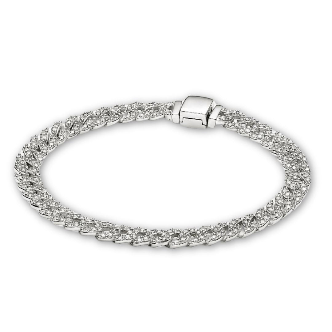 Women's Pave Cuban Link Bracelet - Elegant Sparkle for Any Occasion