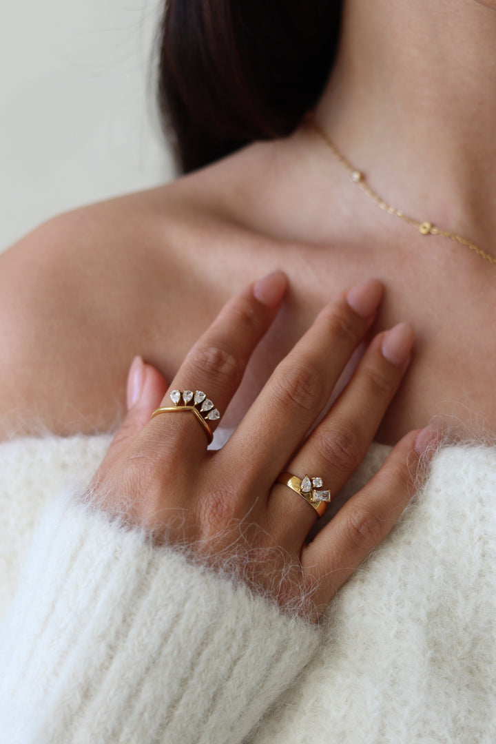Women's Aurelie Gold Stacking Ring – Stainless Steel with Zirconia