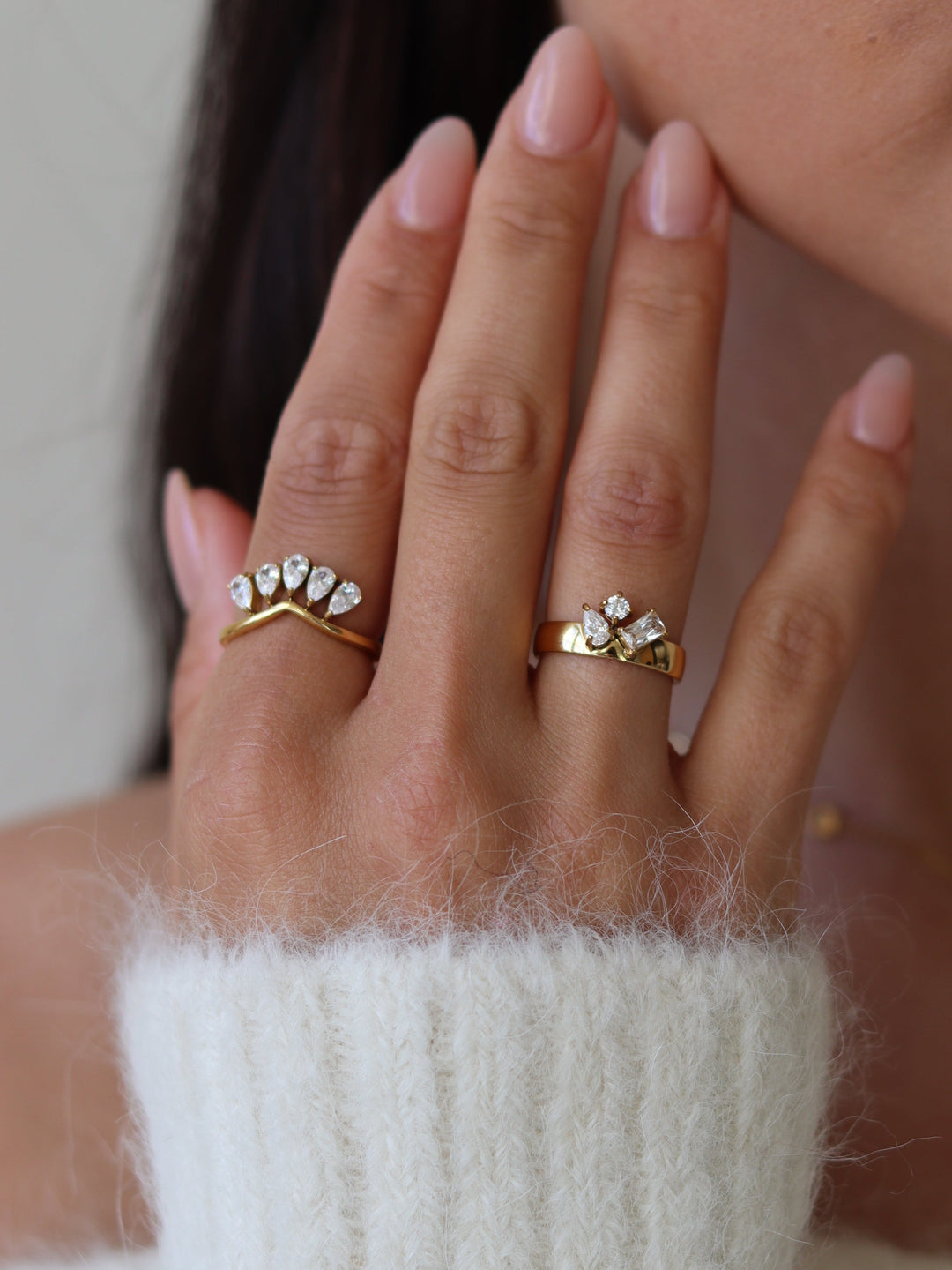 Women's Aurelie Gold Stacking Ring – Stainless Steel with Zirconia